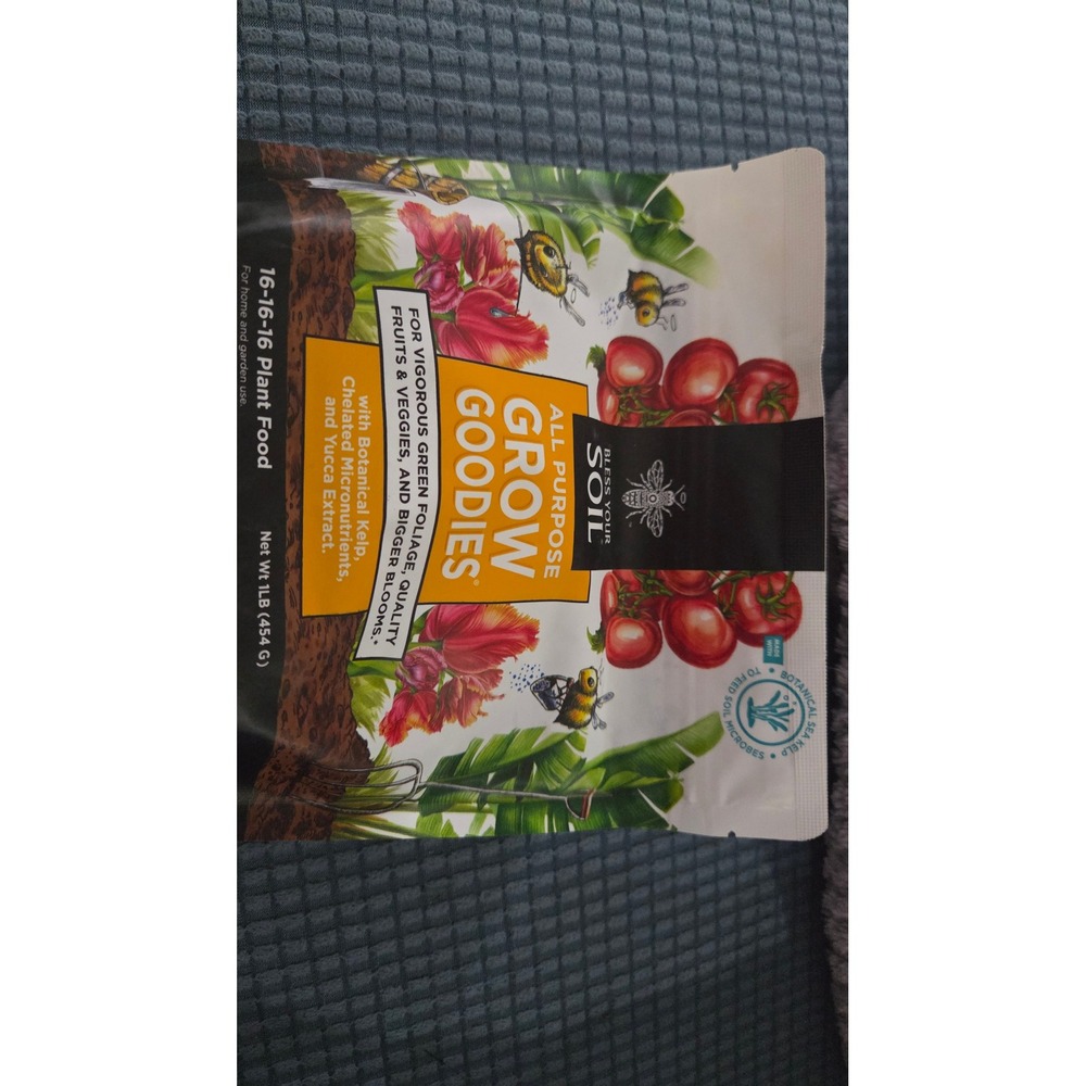 Bless Your Soil Grow Goodies All Purpose Plant Food 16-16-16 Fertilizer 1lb Bag